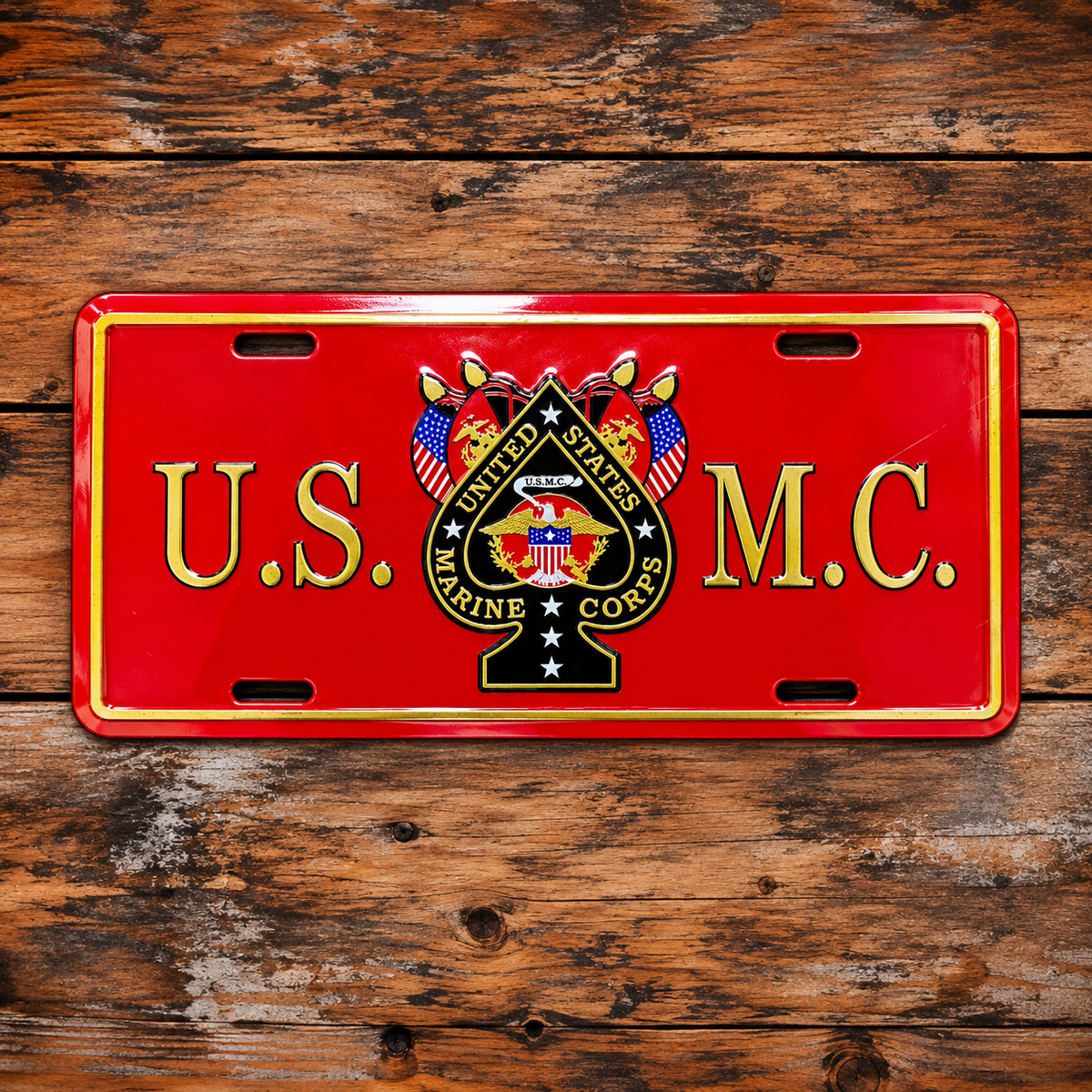 U.S.M.C. red Marine tribute license plate