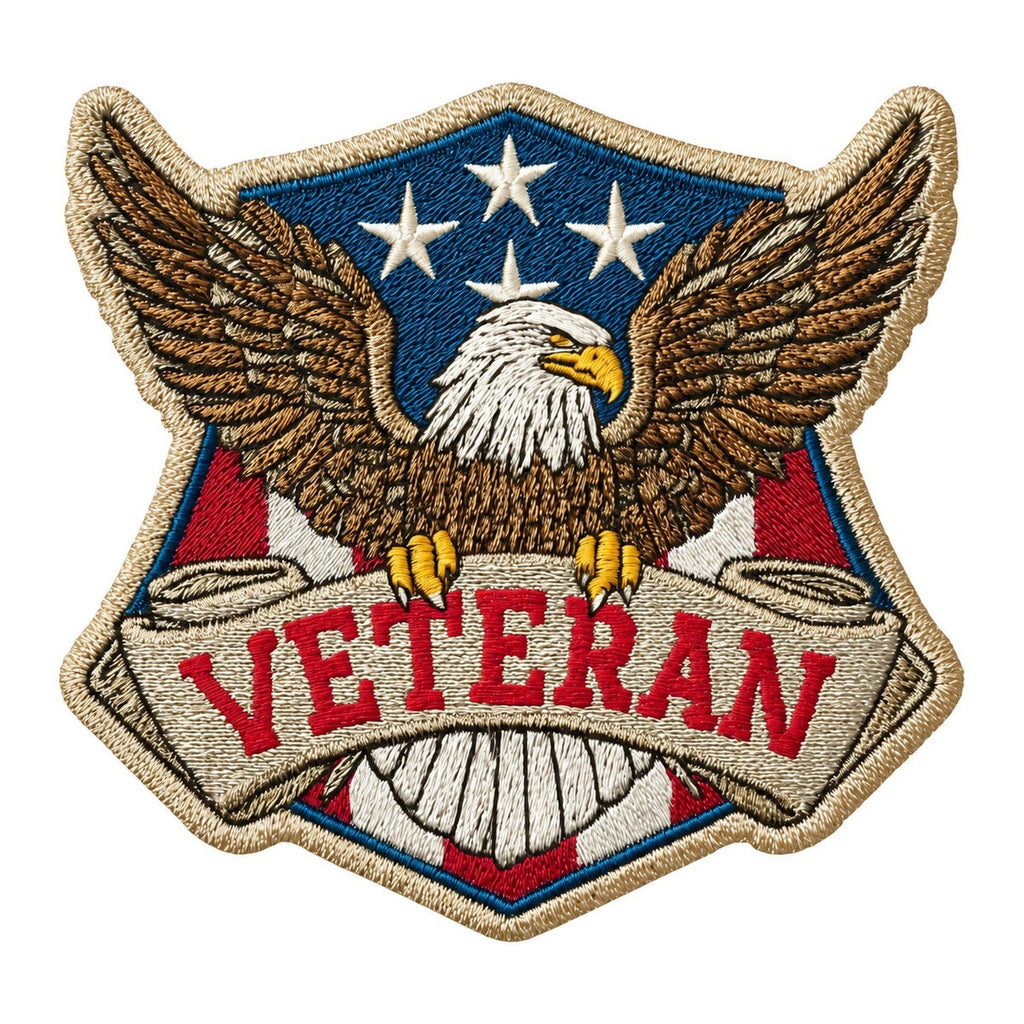 Veteran Eagle Patch Style 3x3 waterproof vinyl Veterans Day sticker design