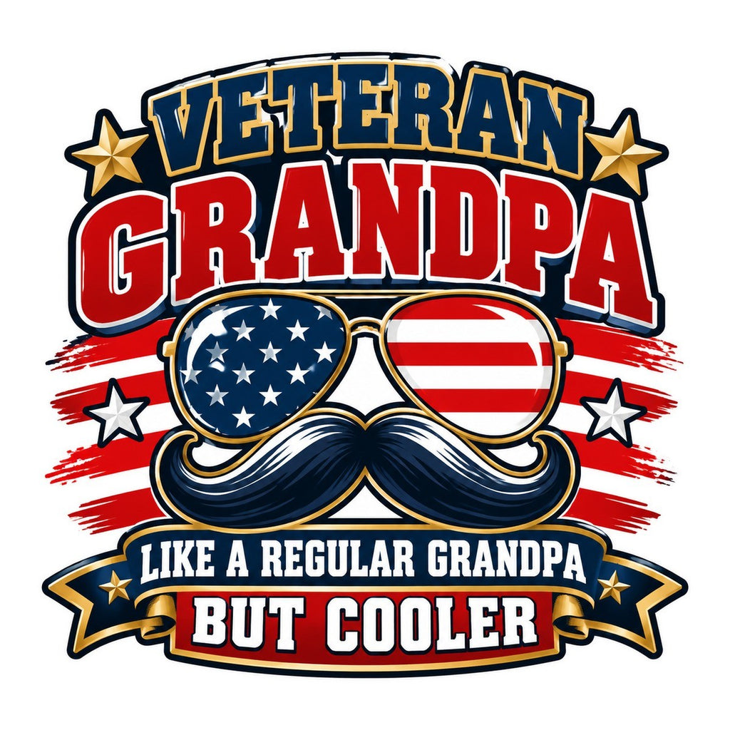 Veteran Grandpa Like a Regular Grandpa But Cooler 3x3 waterproof vinyl Veterans Day sticker design