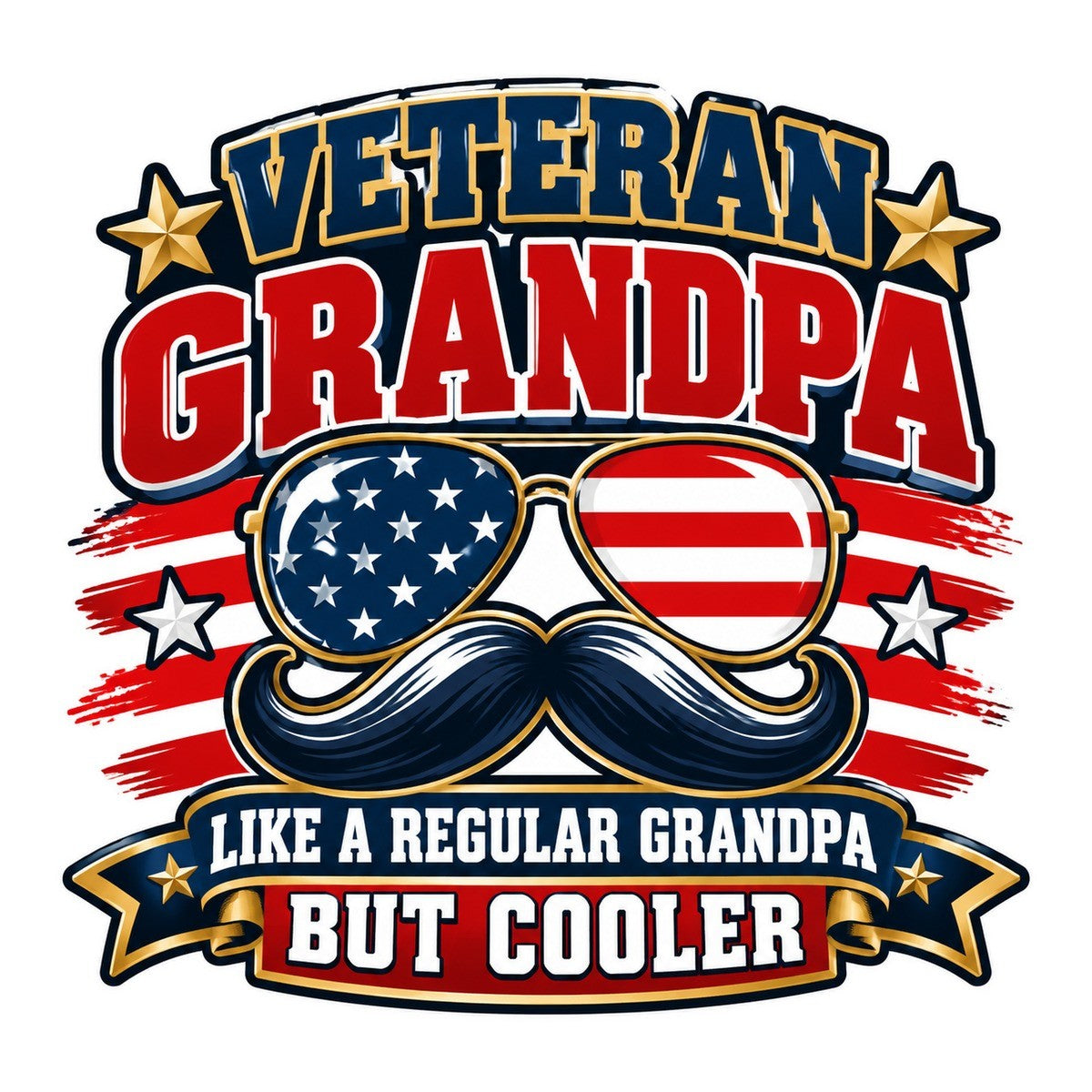 Veteran Grandpa Like a Regular Grandpa But Cooler 3x3 waterproof vinyl Veterans Day sticker design