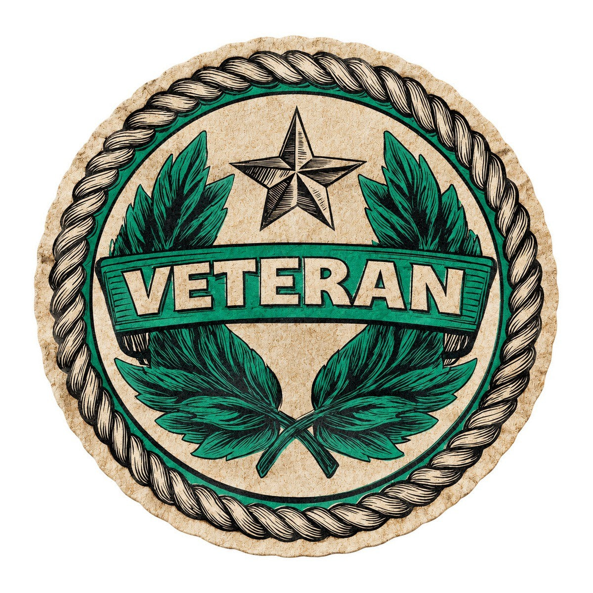 Veteran Merit Badge Style 3x3 waterproof vinyl Veterans Day sticker design