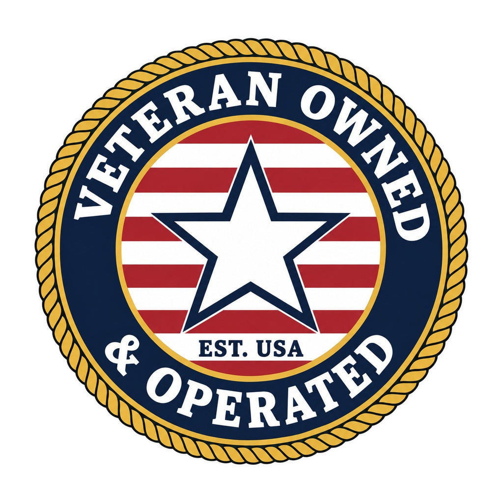 Veteran Owned and Operated 3x3 waterproof vinyl Veterans Day sticker design