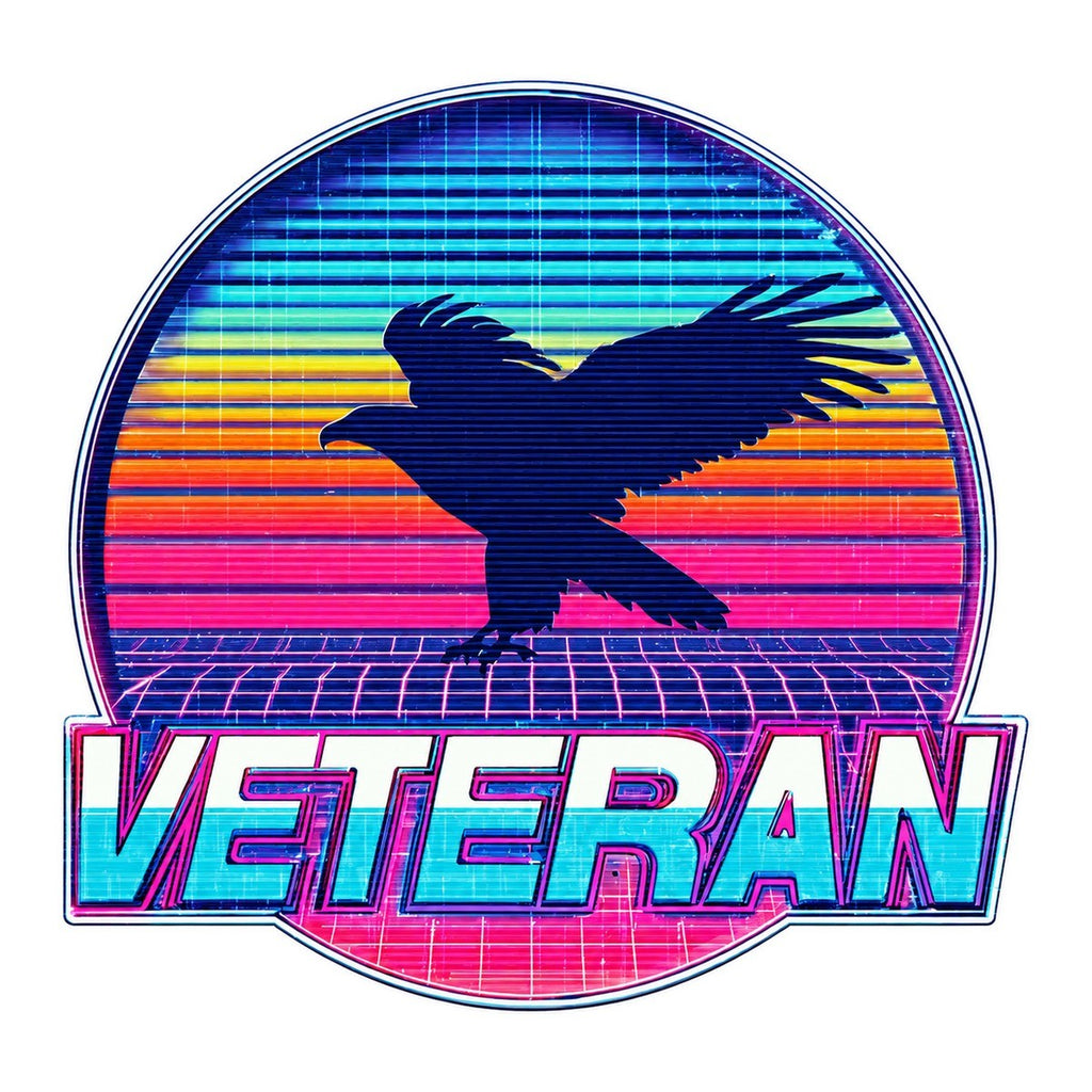Veteran Retro 80s Synthwave 3x3 waterproof vinyl Veterans Day sticker design