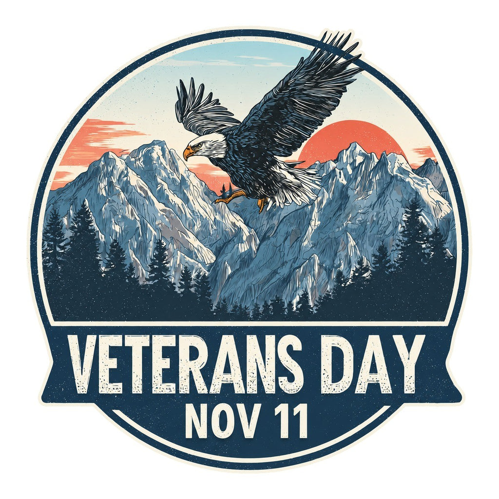 Veterans Day Travel Poster 3x3 waterproof vinyl Veterans Day sticker design