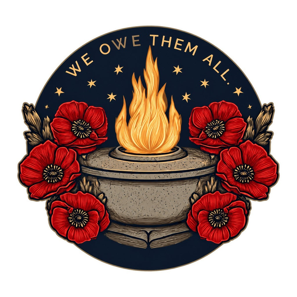 We Owe Them All 3x3 waterproof vinyl Veterans Day sticker design