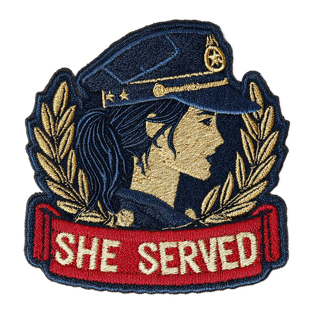 Woman Veteran She Served 3x3 waterproof vinyl Veterans Day sticker design