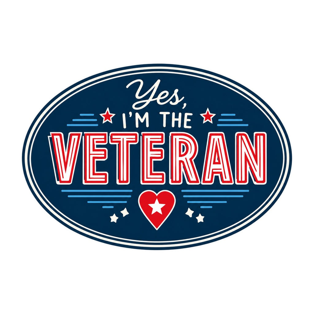 Yes I'm The Veteran Patch Style 3x3 waterproof vinyl Veterans Day sticker design